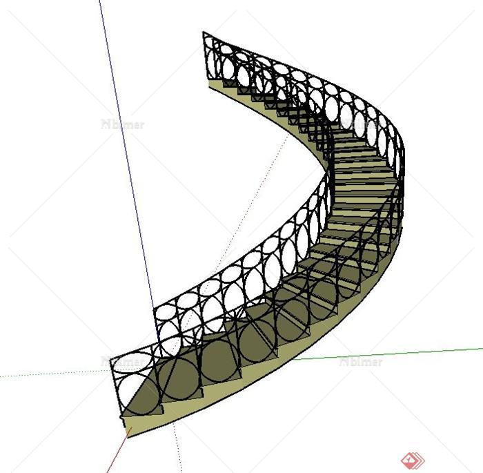 建筑节点 旋转楼梯设计SU模型[原创]