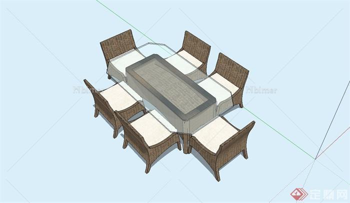 某现代室内餐桌椅设计su模型