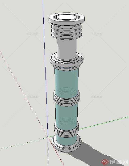 现代园林景观圆形灯柱设计SU模型[原创]