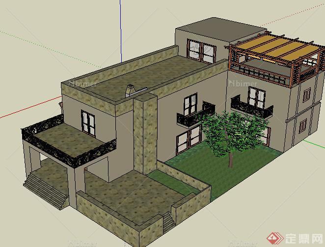 某一现代风格别墅建筑设计su模型