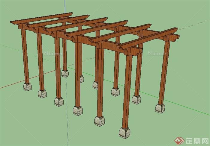 简单木质廊架su模型