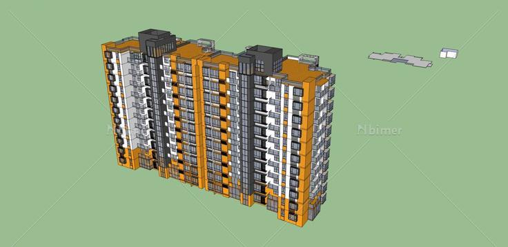 现代高层住宅楼(36351)su模型下载