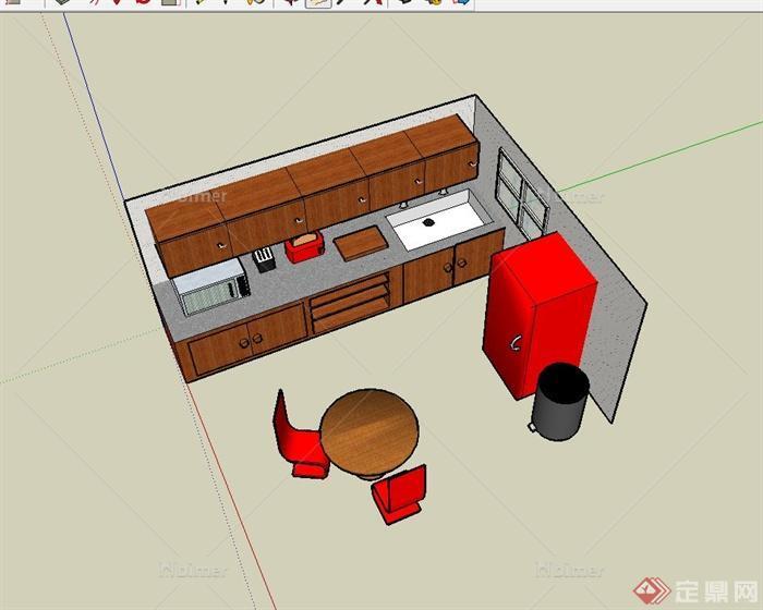 现代风格厨房装饰室内设计su模型
