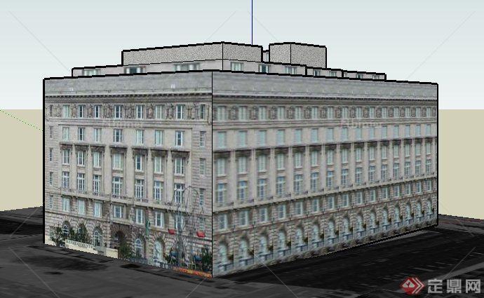 欧式风格六层办公楼建筑设计su模型