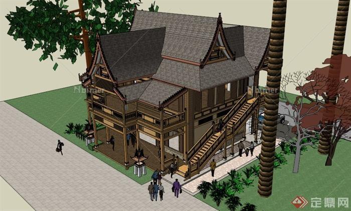 某东南亚文化展览建筑SU模型[原创]