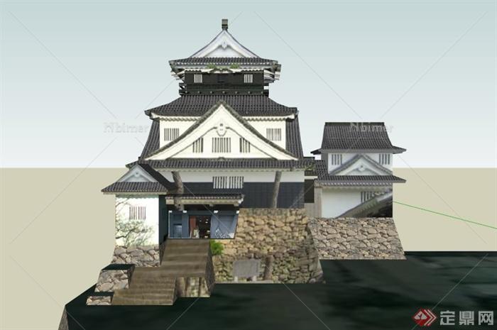 日本住宅古建筑群设计SU模型[原创]
