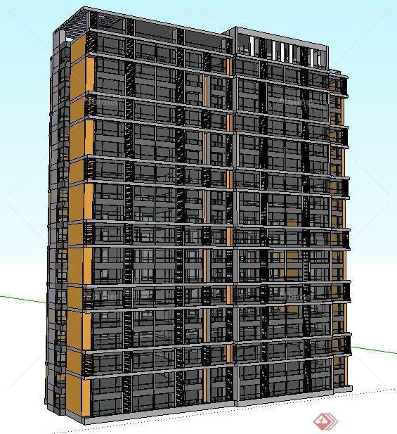 现代高层拼接公寓住宅楼建筑设计su模型