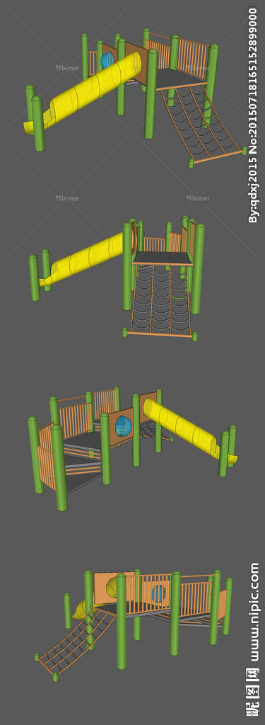 儿童游乐场滑梯SU模型设计图片