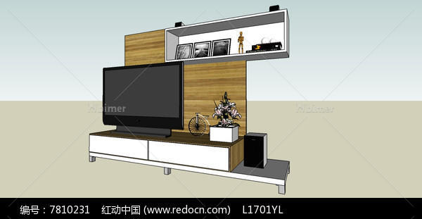 靠墙的电视柜SU模型