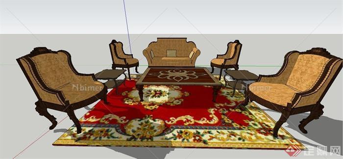 某欧式沙发组合设计SU模型