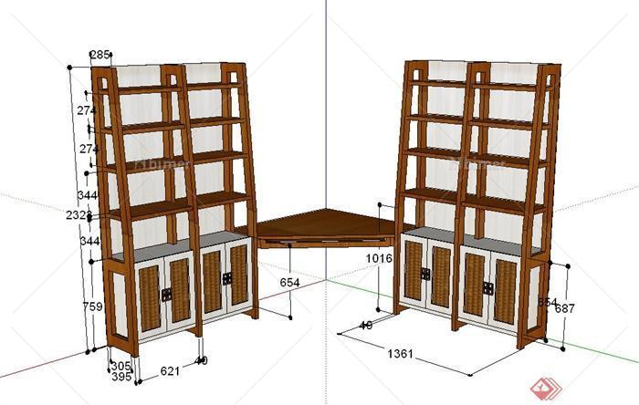 室内装饰组合书柜设计SU模型