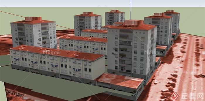 多层住宅区居住建筑设计SU模型
