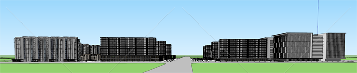 某现代风格办公居住综合建筑规划设计SU模型（含