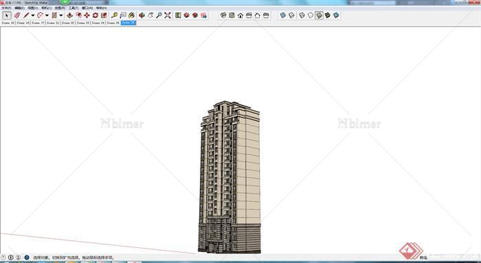 某地高层住宅楼建筑设计SU模型素材
