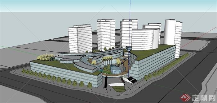现代某城市中心商业区景观设计SU模型