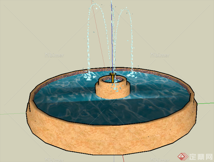某欧式喷水池喷泉水景设计SU模型素材2