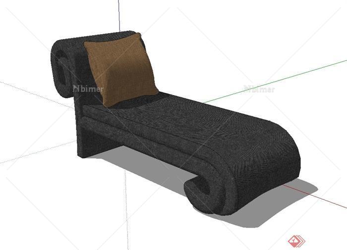 现代风格客厅沙发躺椅设计SU模型[原创]