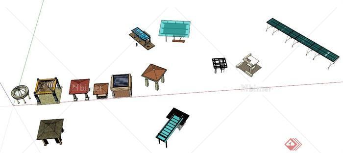 13款现代风格景观凉亭设计su模型