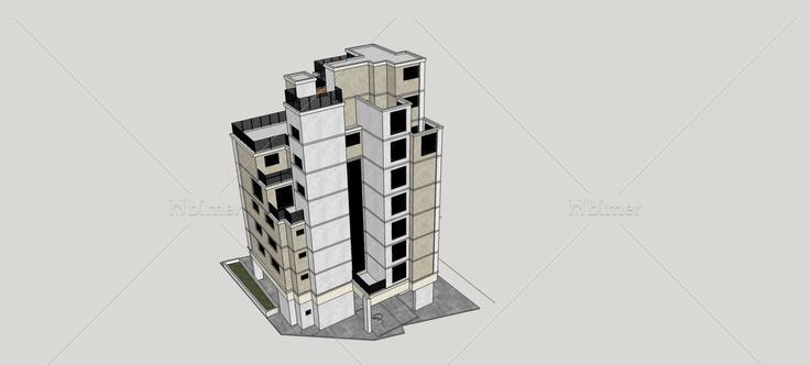 现代多层住宅楼(80821)su模型下载