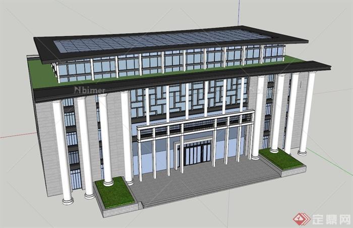 新中式办公建筑设计SU模型