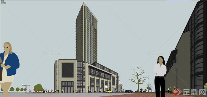 重庆某新古典商业街、高层住宅建筑设计方案SU模