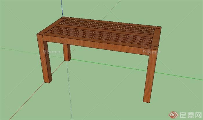 某室外木质坐凳SU模型参考
