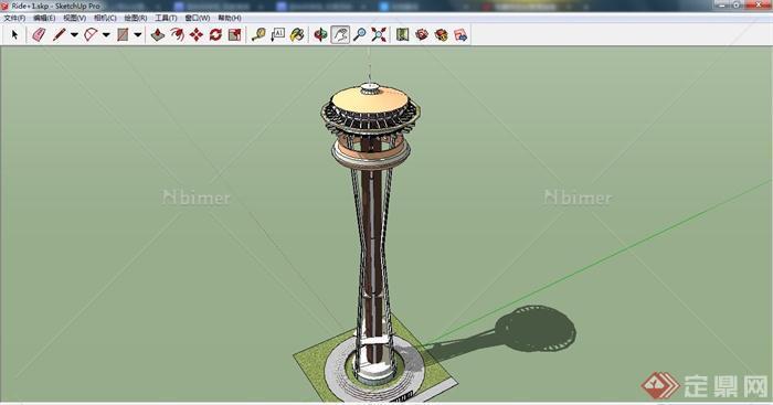 某现代风格瞭望塔建筑设计su模型