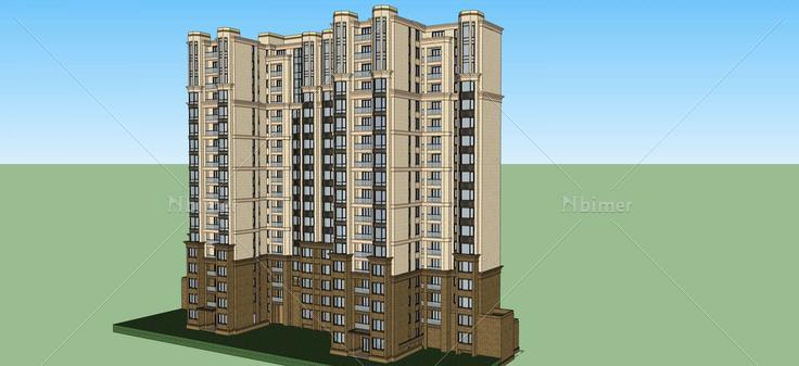 古典风格商业住宅楼(55814)su模型下载