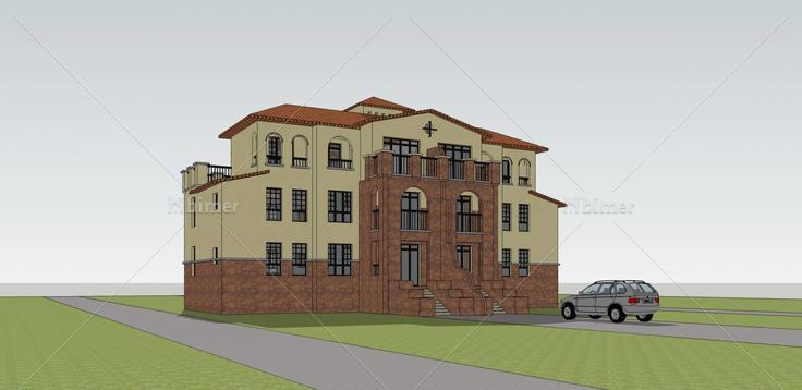 欧式双拼别墅(36810)su模型下载