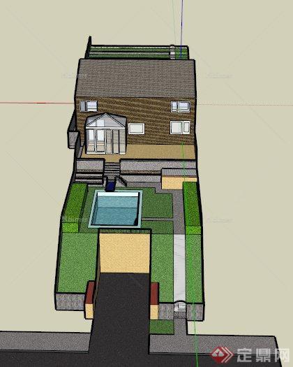 现代某公寓住宅景观规划设计SU模型