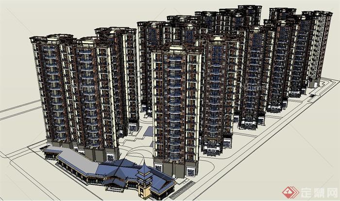 某小区高层住宅建筑设计SU模型1