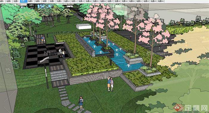 某现代风格完整居住小区景观设计su模型[原创]