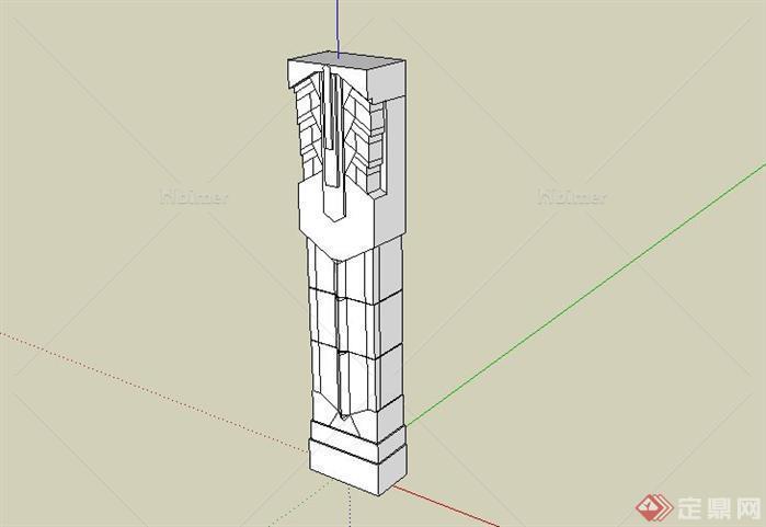 某商业区欧式景观柱设计SketchUp(SU)3D模型