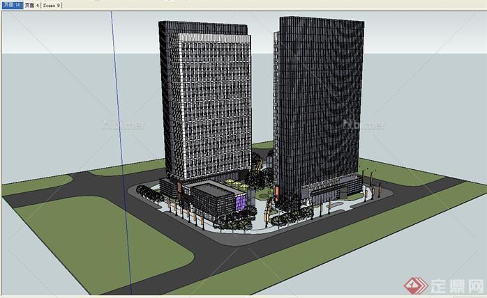某现代商业广场建筑设计方案su模型1