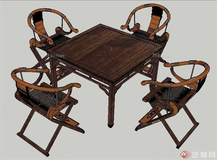 中式风格桌椅su模型