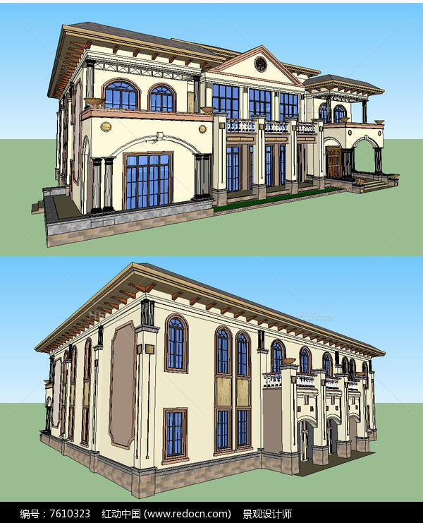 东南亚风格别墅建筑草图大师SU模型