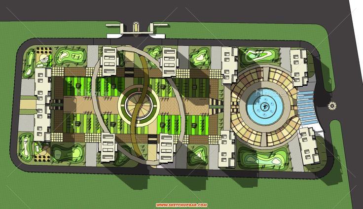 小区建筑园林景观SU精品模型