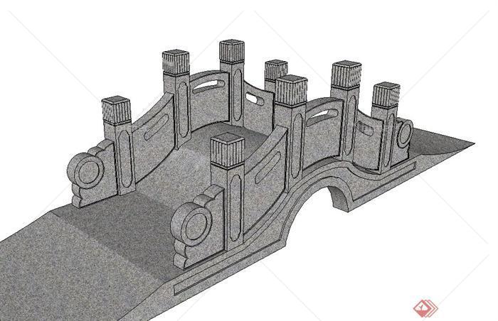 园林景观石拱桥设计SU模型