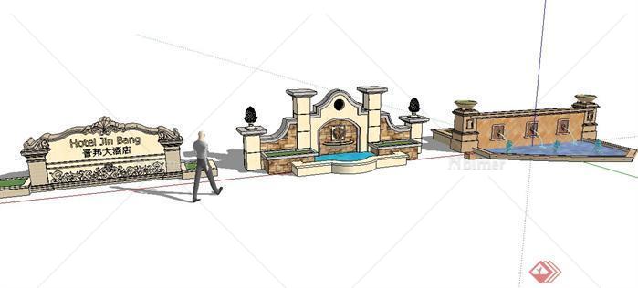 3款精选欧式景观墙设计SketchUp(SU)3D模型