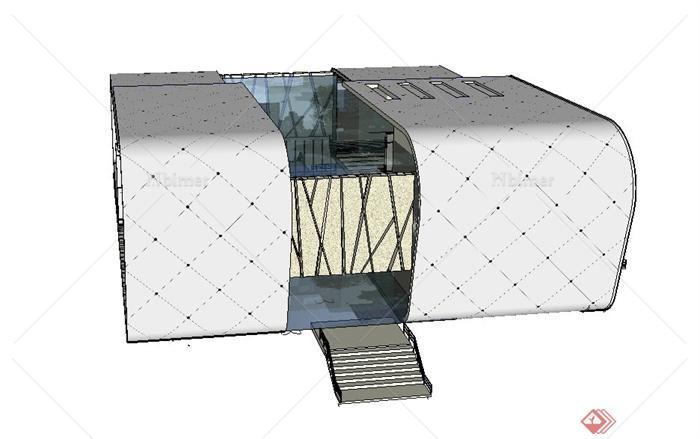 某现代独特造型会所建筑设计su模型