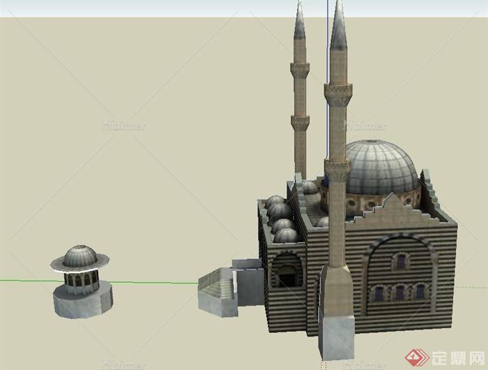 某单层欧式风格清真寺建筑设计SU模型
