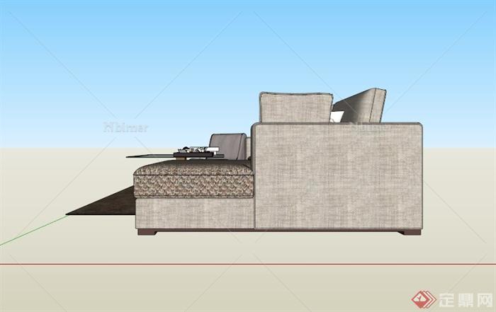 现代L型沙发茶几组合设计SU模型