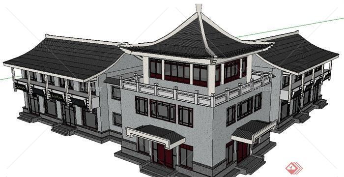某中式文物博物馆建筑设计SU模型
