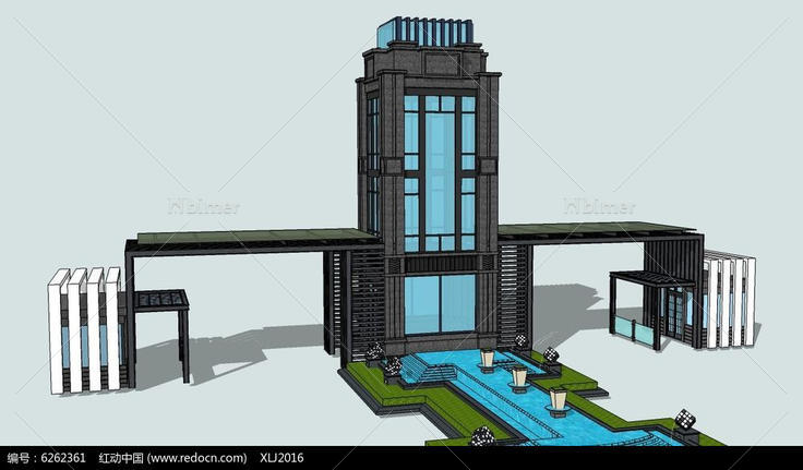 水景公园大门SU模型
