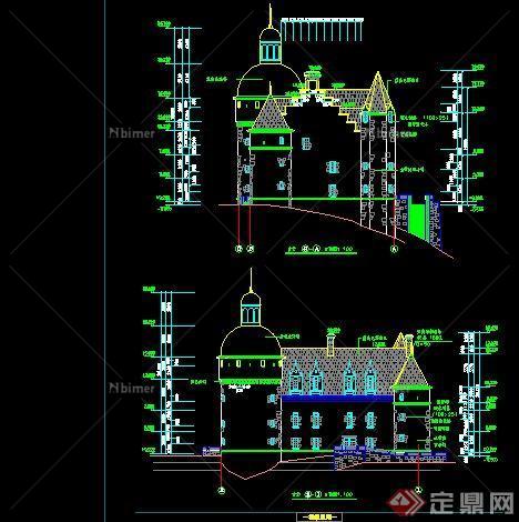 某欧式大型古堡建筑设计CAD详图