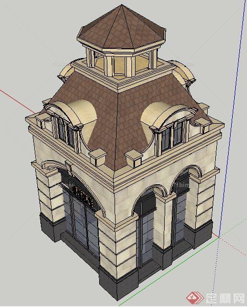 法式风格景观岗亭设计su模型