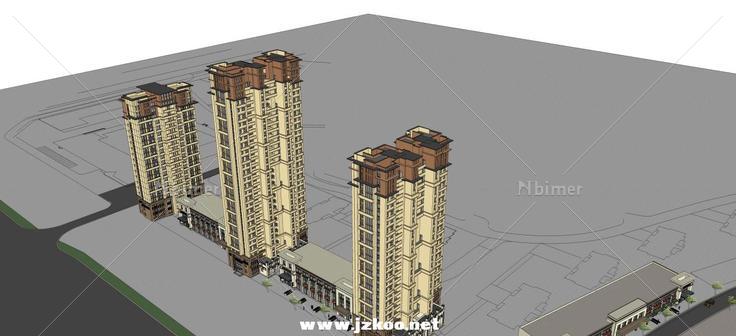 商业表现 附带高层建筑模型