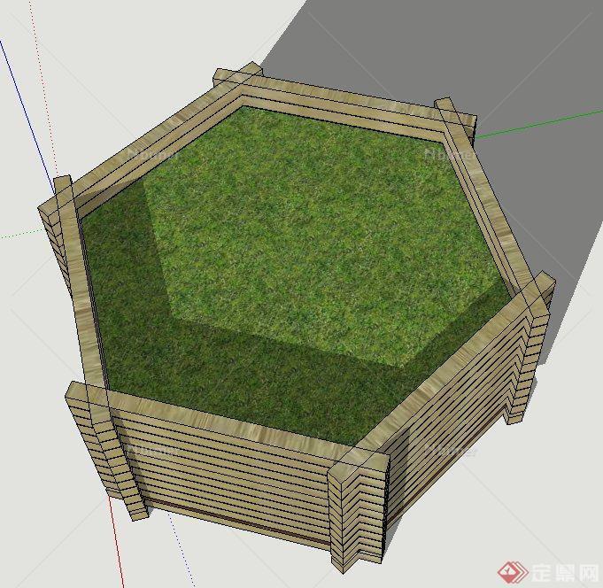 六边形木质花箱设计SU模型[原创]