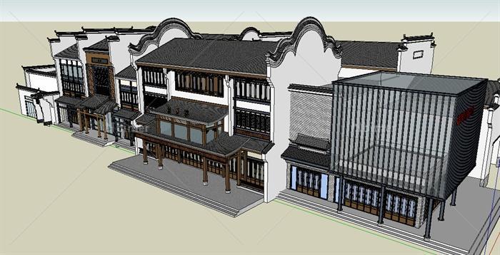 新中式商业楼建筑设计SU模型