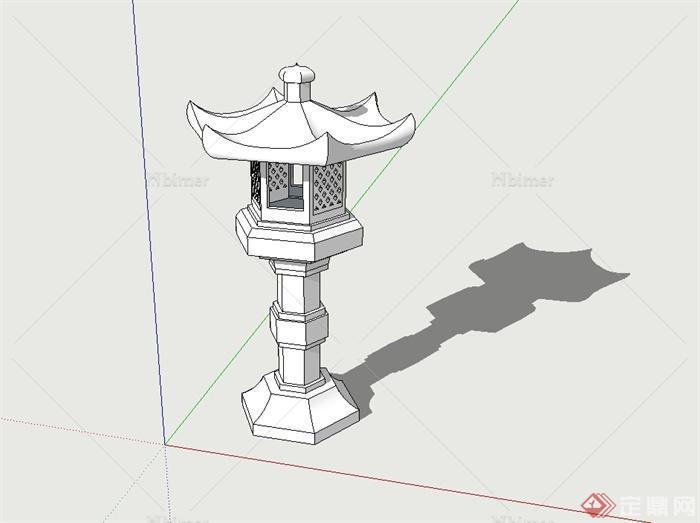 某古典中式风格详细精致灯塔设计su模型[原创]